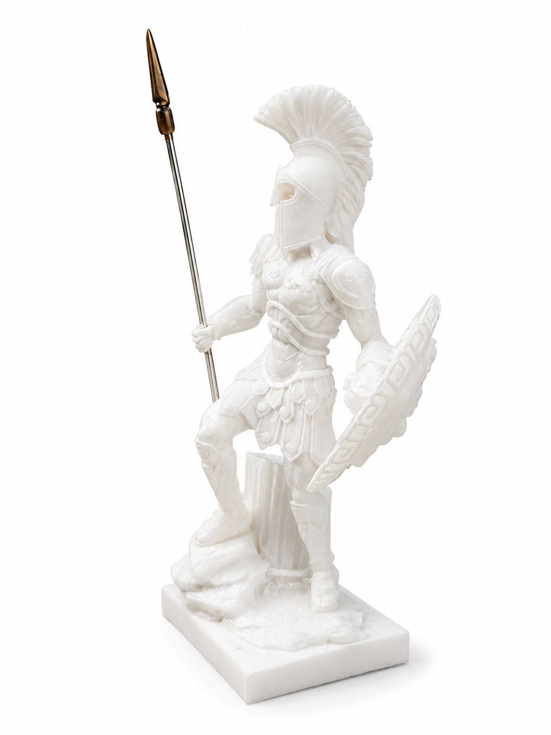 Ares classic statue standing with his spear and shield