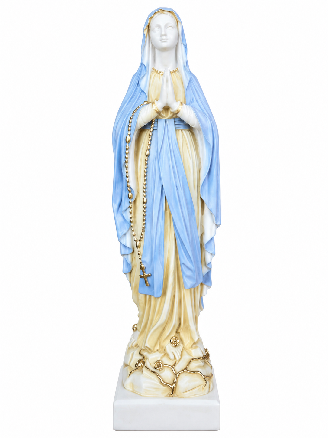 Virgin Mary steps on the snake statue