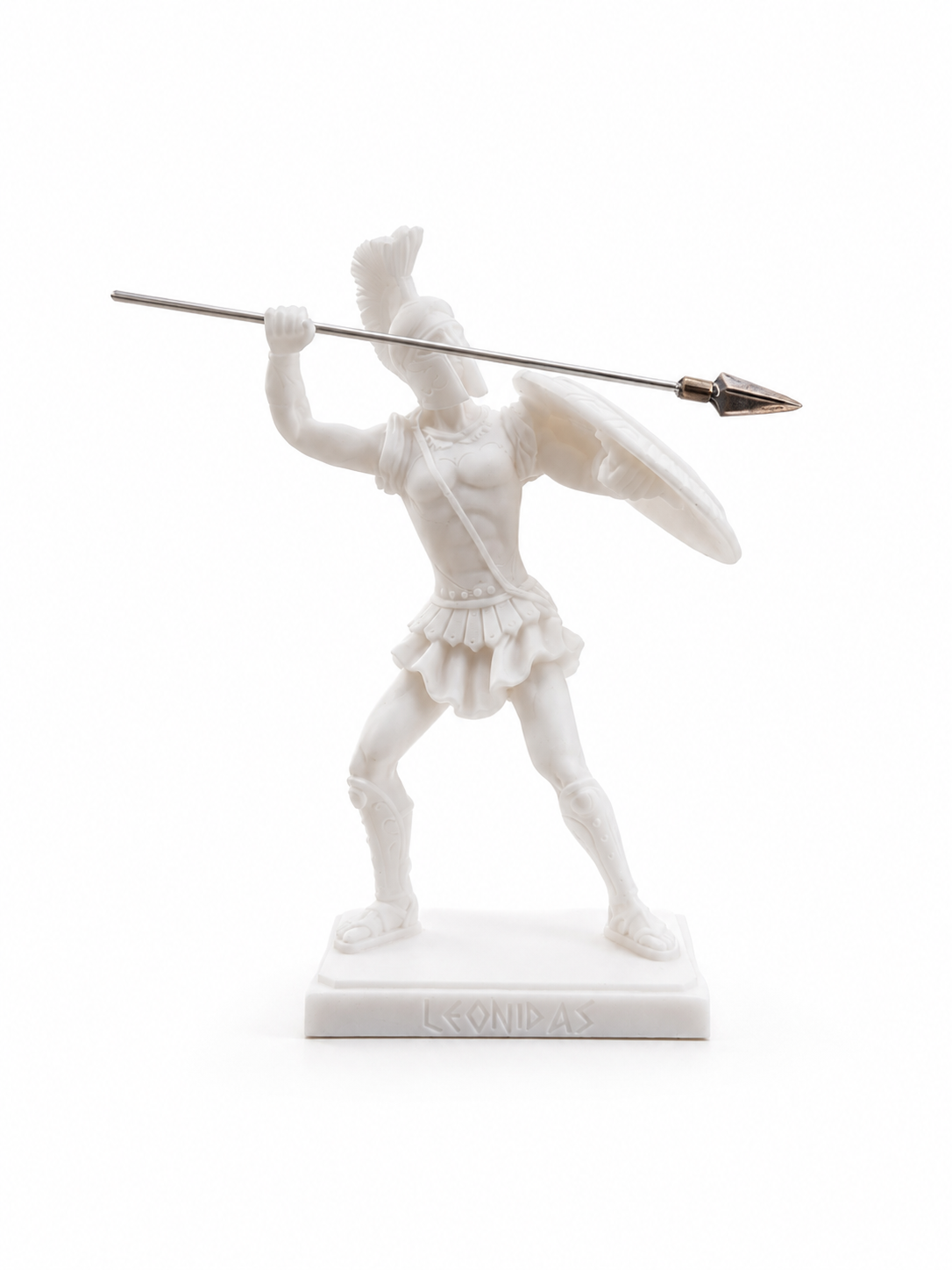 Leonidas statue in fighting position holding spear and shield — image 2