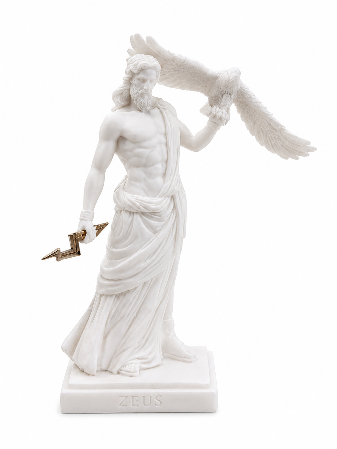 Zeus holding an eagle and thunder