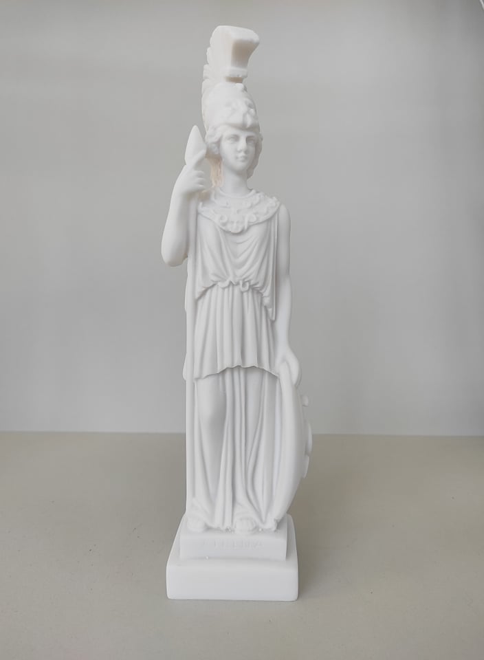 Athena statue with her spear and shield standing — image 3