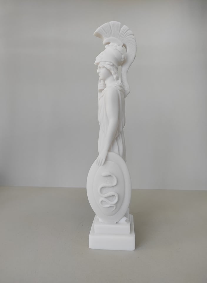 Athena statue with her spear and shield standing — image 7