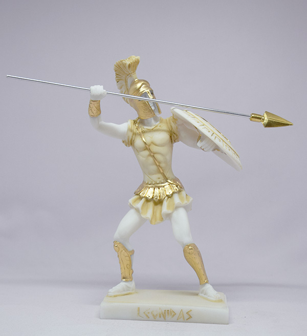 Leonidas statue in fighting position holding spear and shield — image 2