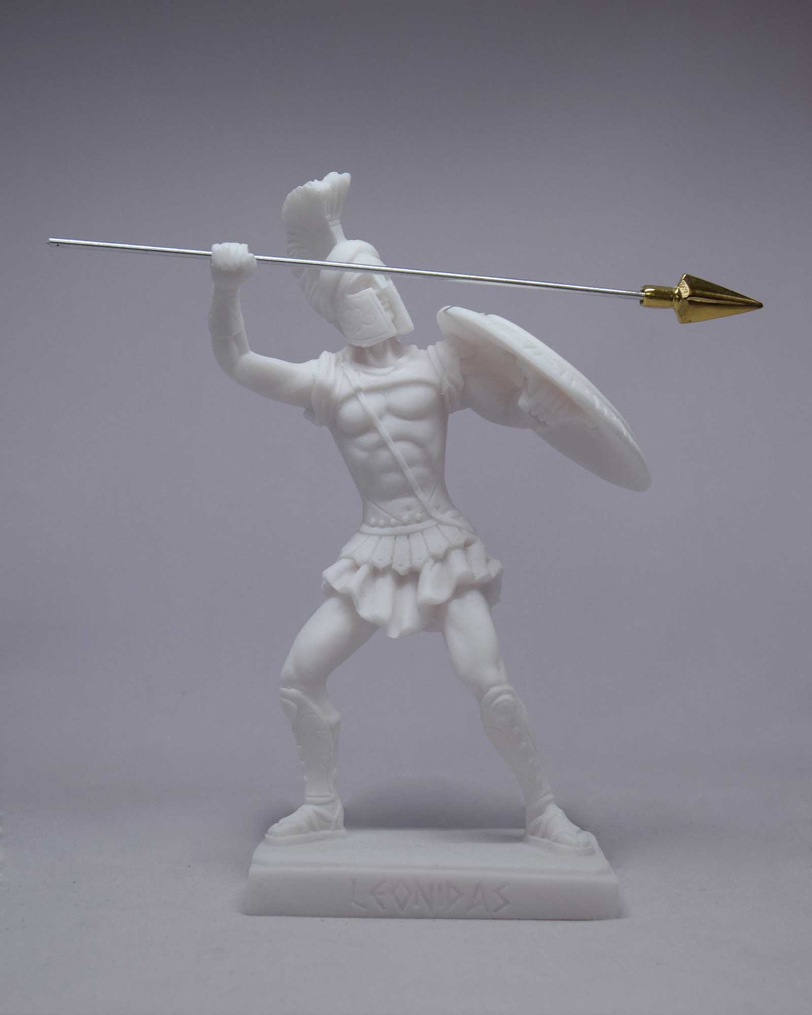 Leonidas statue in fighting position holding spear and shield — image 3