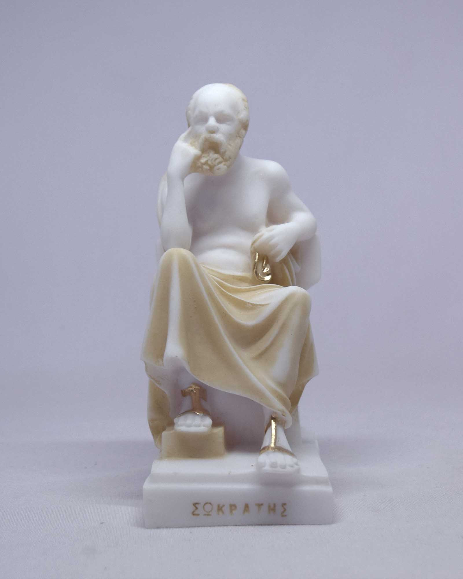 Socrates thinks while sitting statue