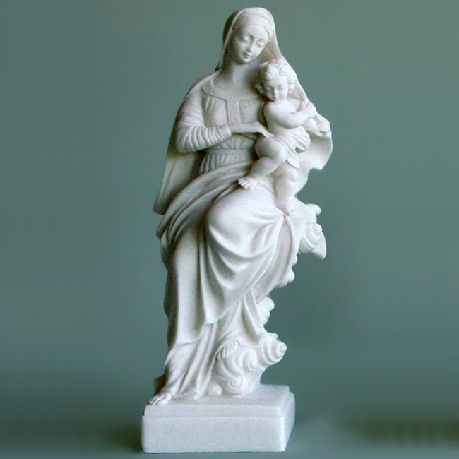 Statue of Virgin Mary embracing the baby Jesus