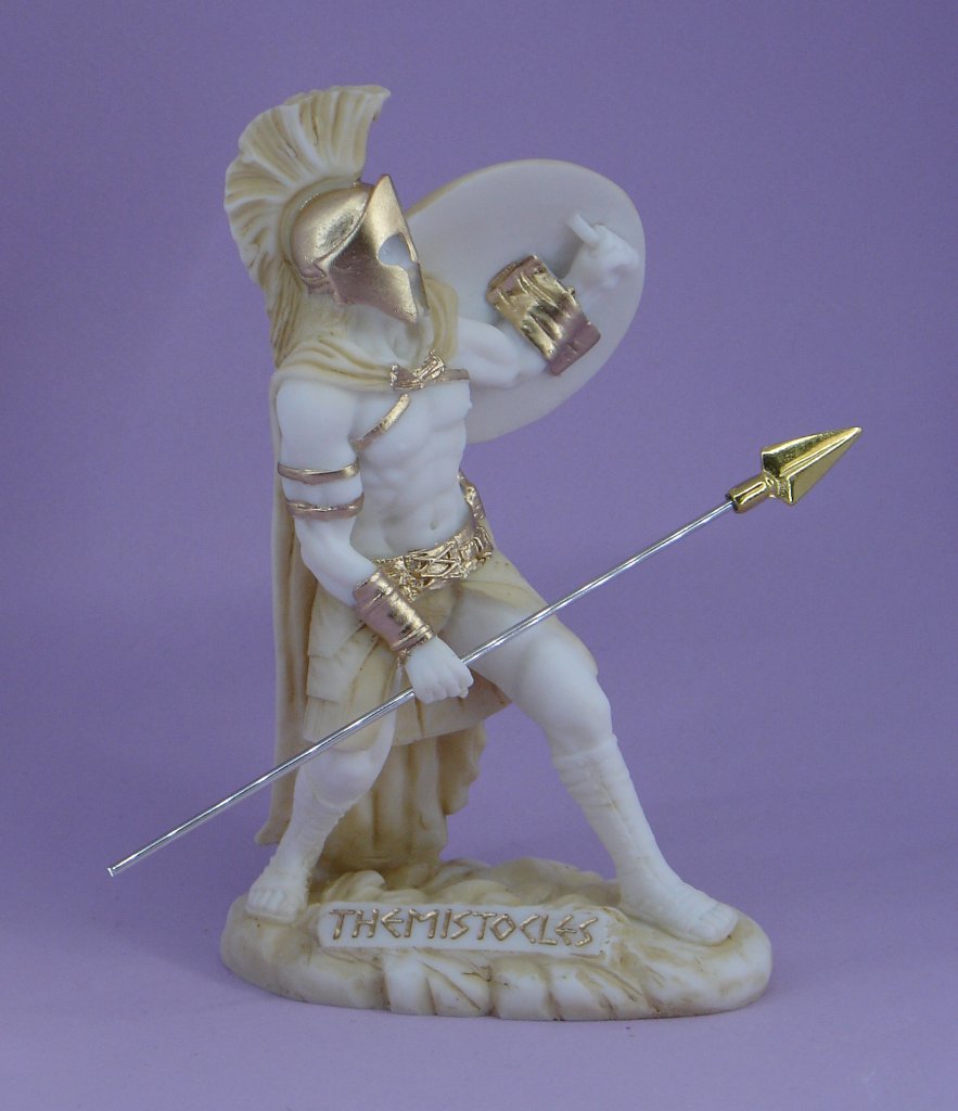 Themistocles statue in defense holding shield and spear — image 2