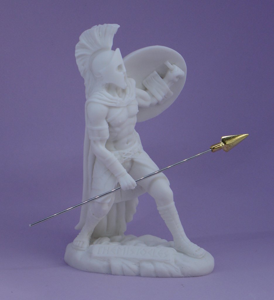 Themistocles statue in defense holding shield and spear — image 3